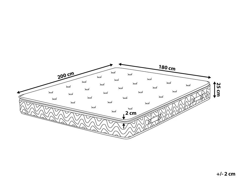 Matelas à ressorts ensachés en mousse à mémoire de forme H2/3 180x200 cm