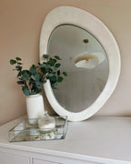 Miroir ovale velours blanc cassé 60x90 cm