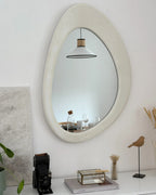 Miroir ovale velours blanc cassé 60x90 cm