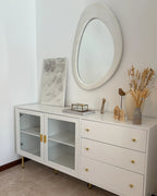 Miroir ovale velours blanc cassé 60x90 cm