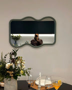 Miroir en bois de paulownia bleu 60x90 cm