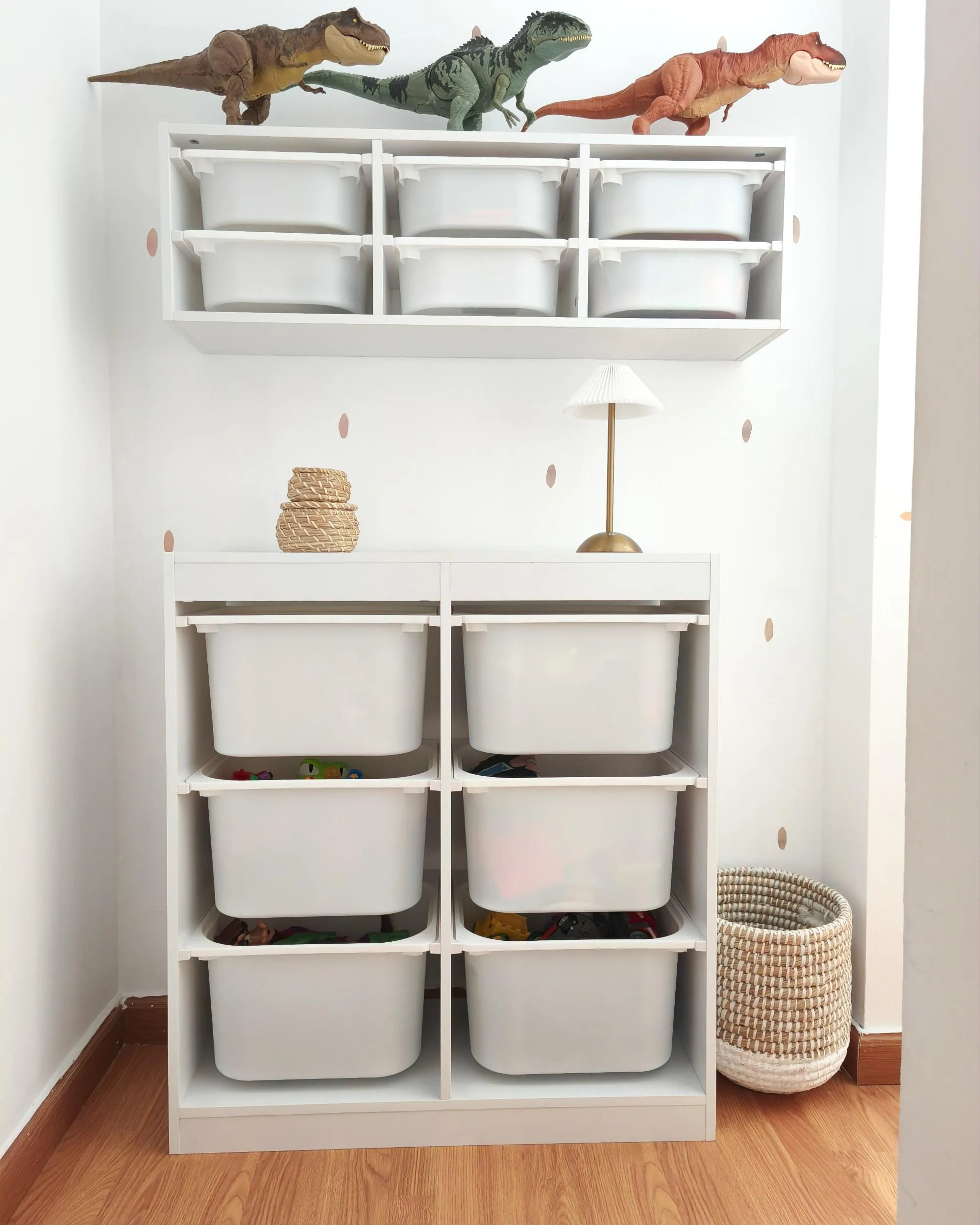 Étagère murale avec boîtes de rangement Blanc