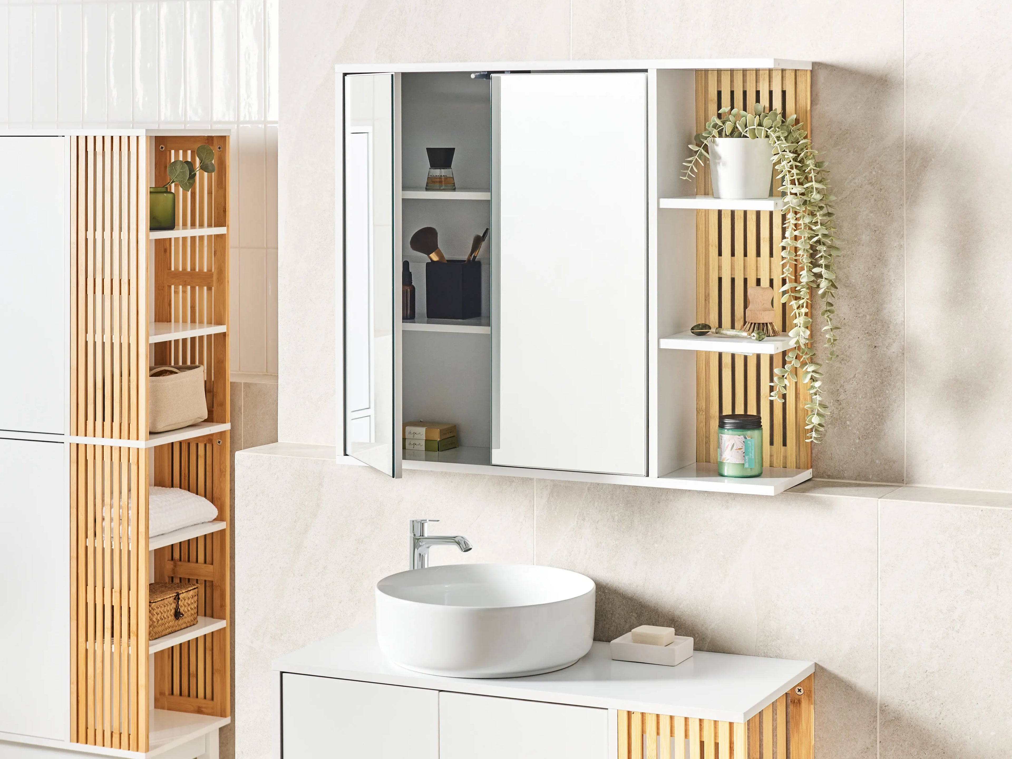 Armoire de toilette à miroir 80x70 cm Blanc