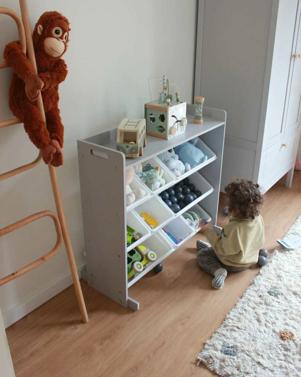 Étagère avec 9 bacs de rangement 78 cm Gris