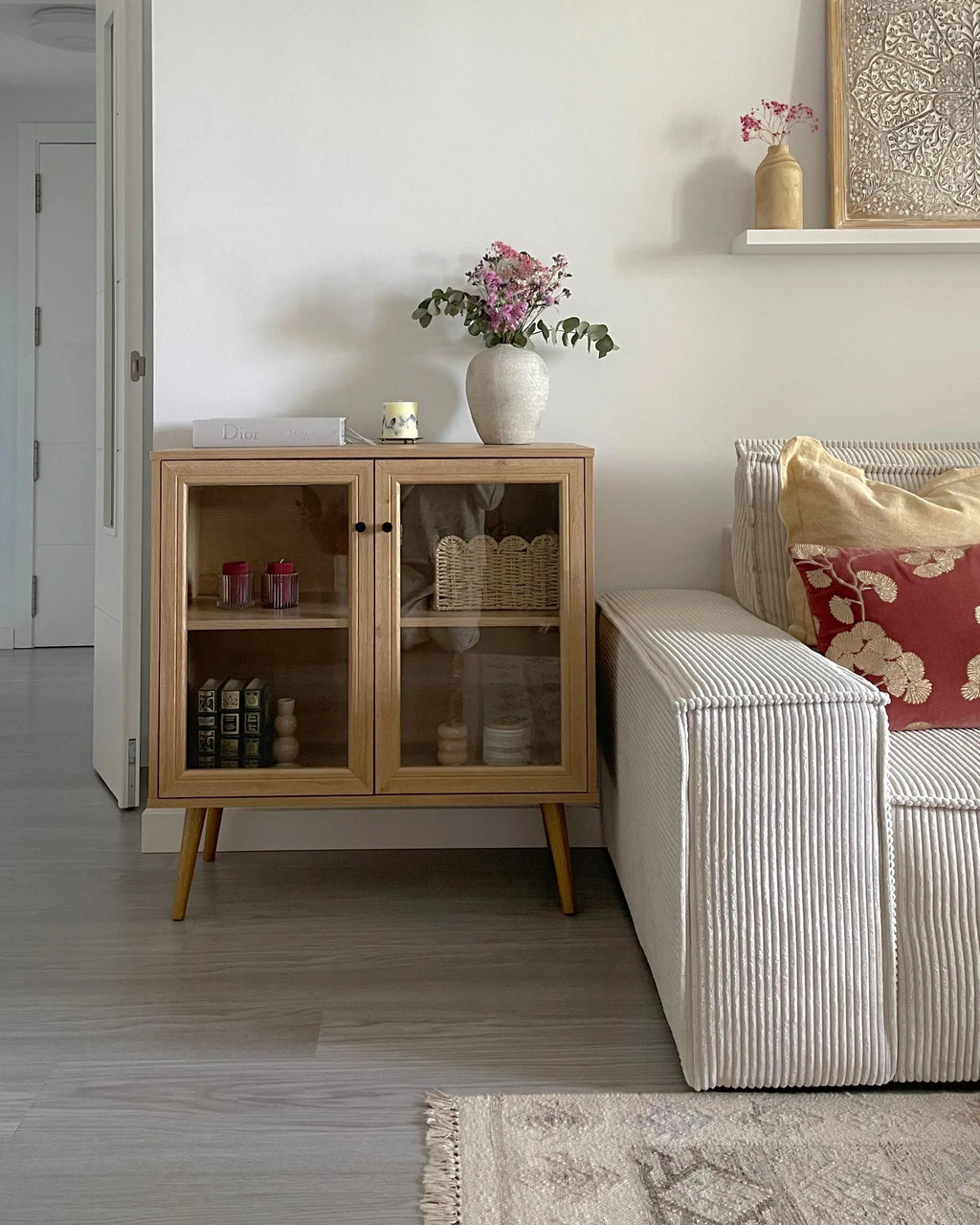 Vitrine en verre 80 cm Marron clair