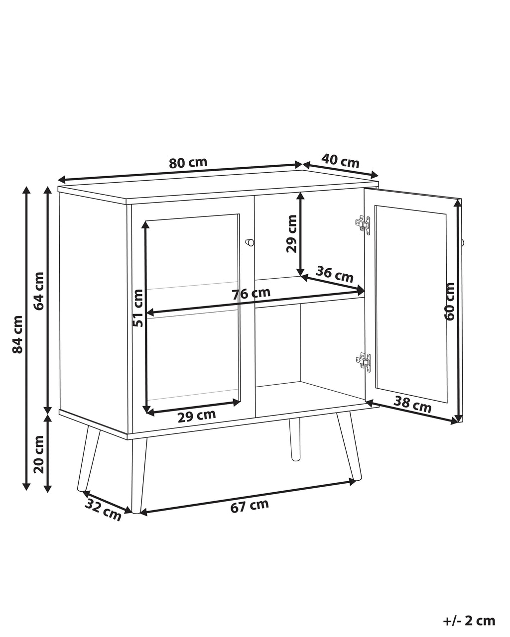 Vitrine en verre 80 cm Marron clair