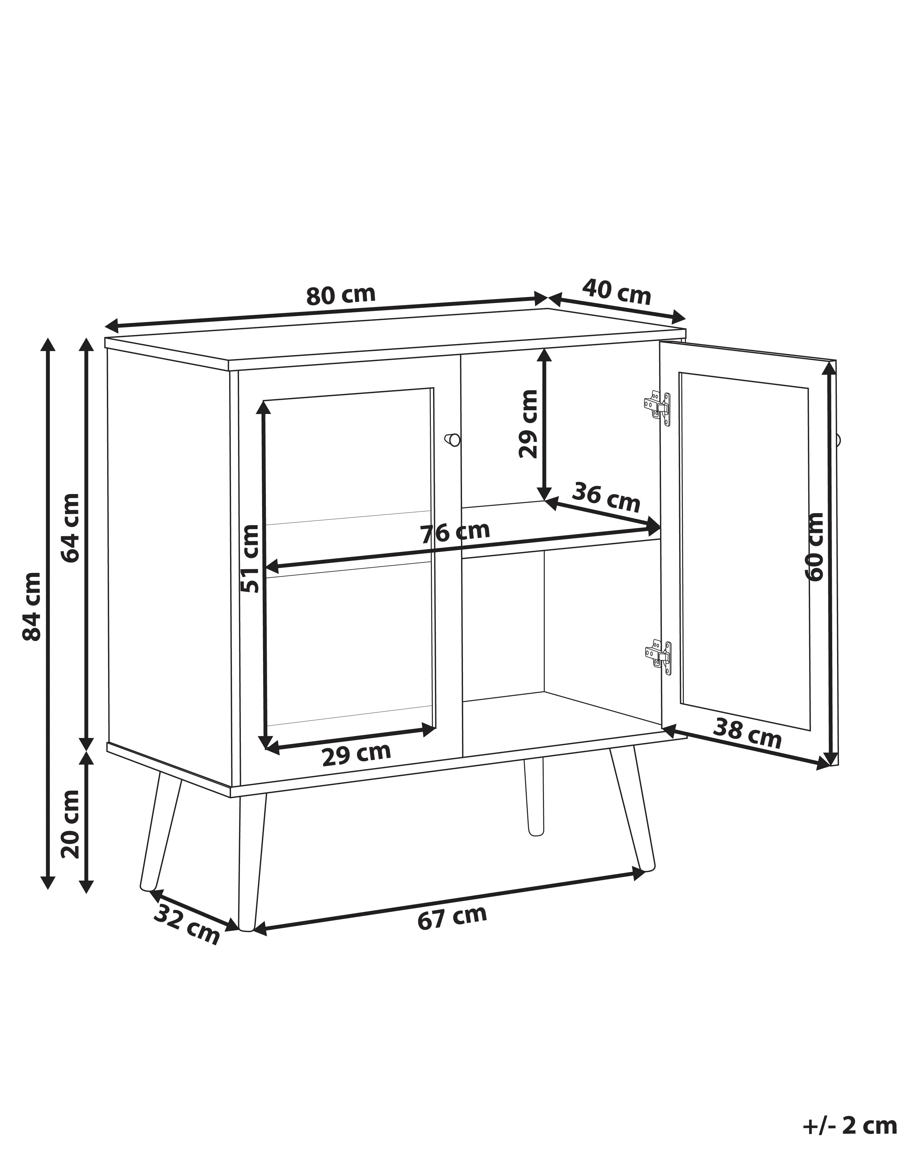 Vitrine en verre 80 cm Marron clair