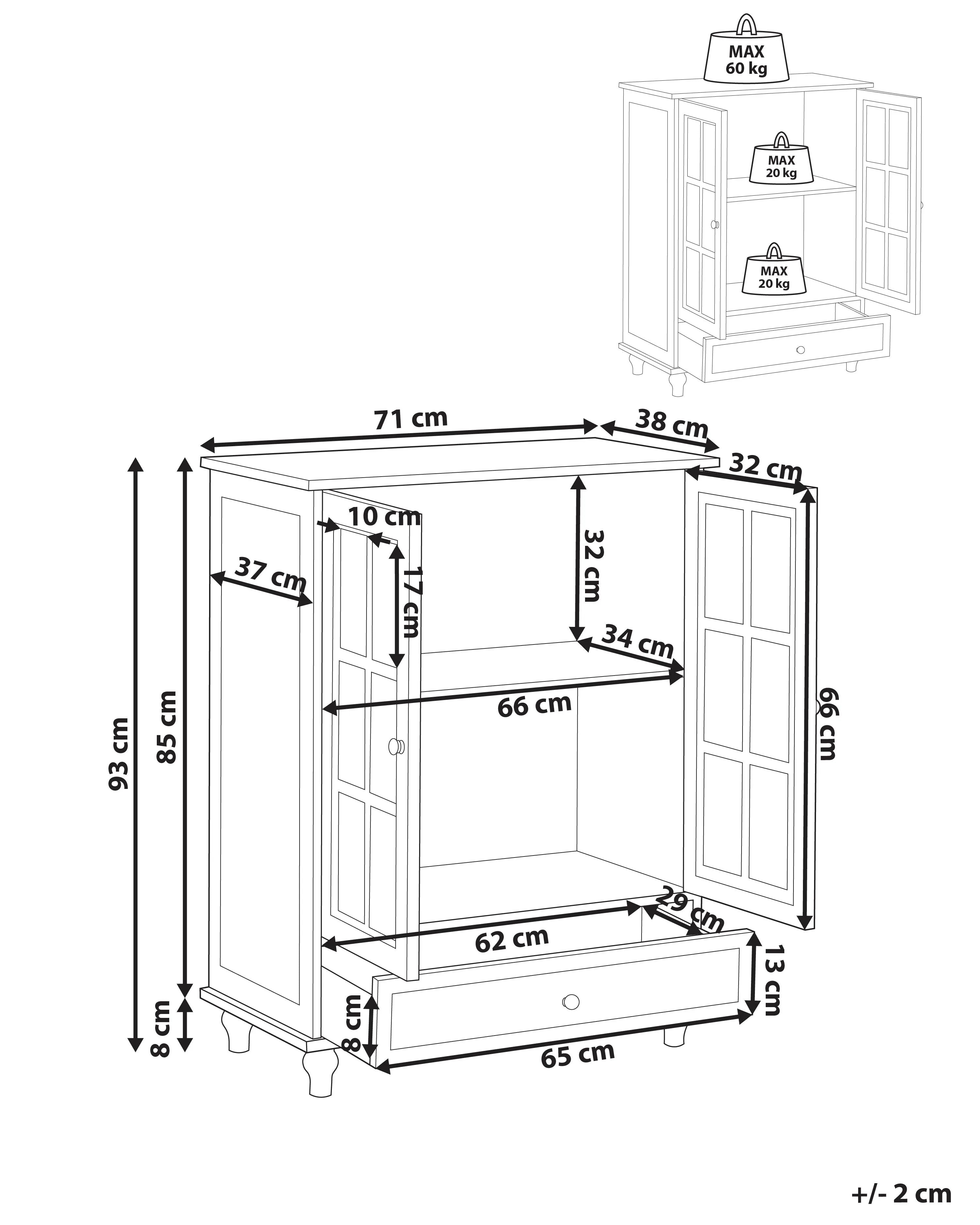 Vitrine d'exposition en verre 71 cm Blanche