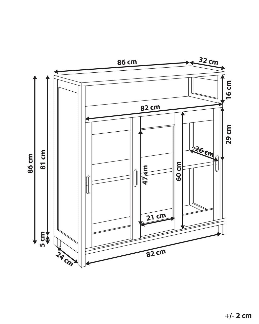 Vitrine d'exposition en verre 86 cm Blanc