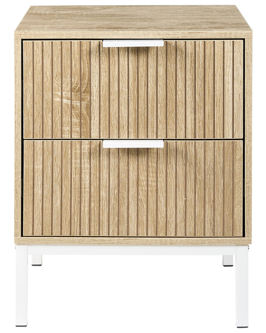 Chevet 2 tiroirs Marron clair/Blanc