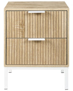 Chevet 2 tiroirs Marron clair/Blanc