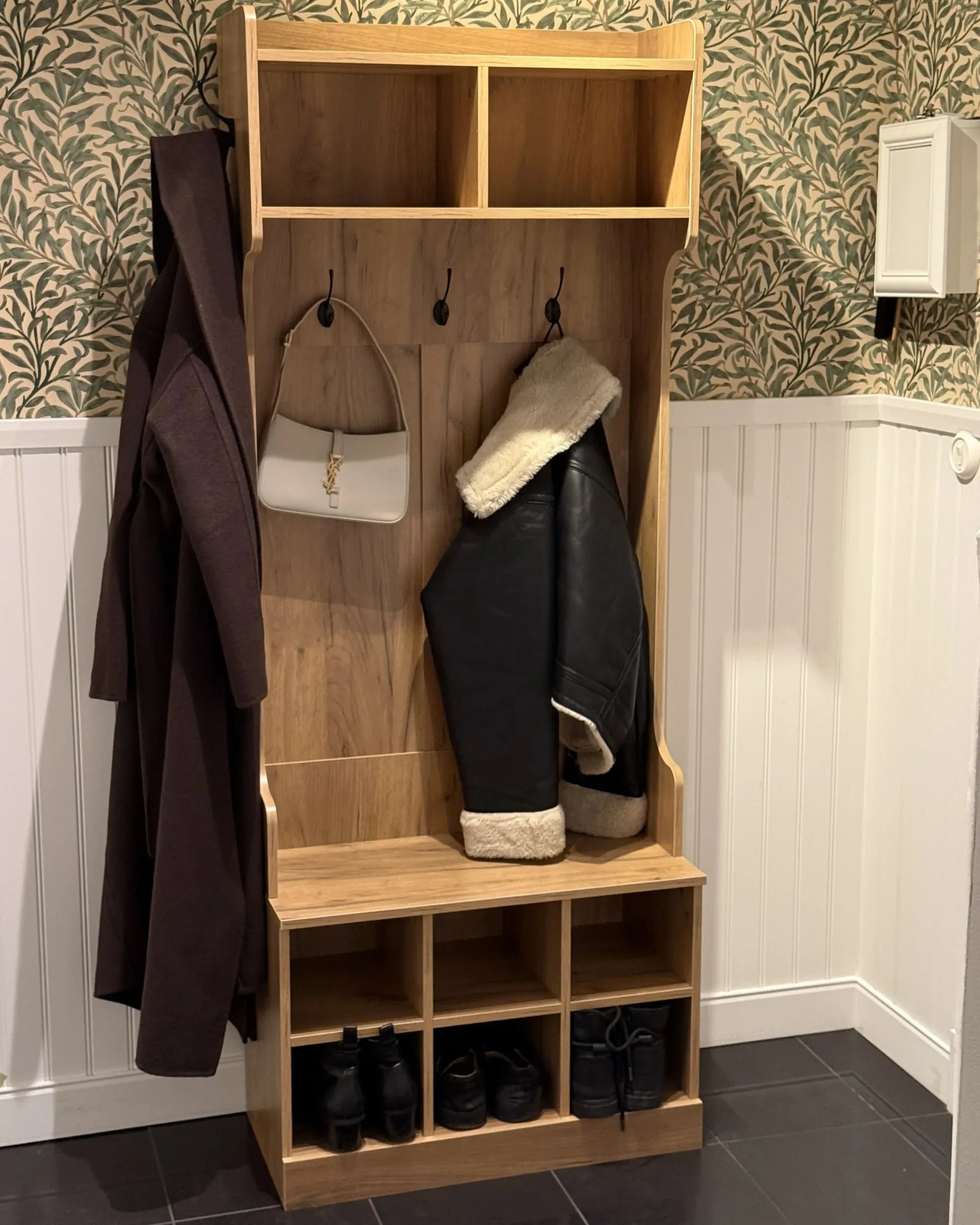 Étagère à chaussures avec porte-manteau Marron clair 70 cm