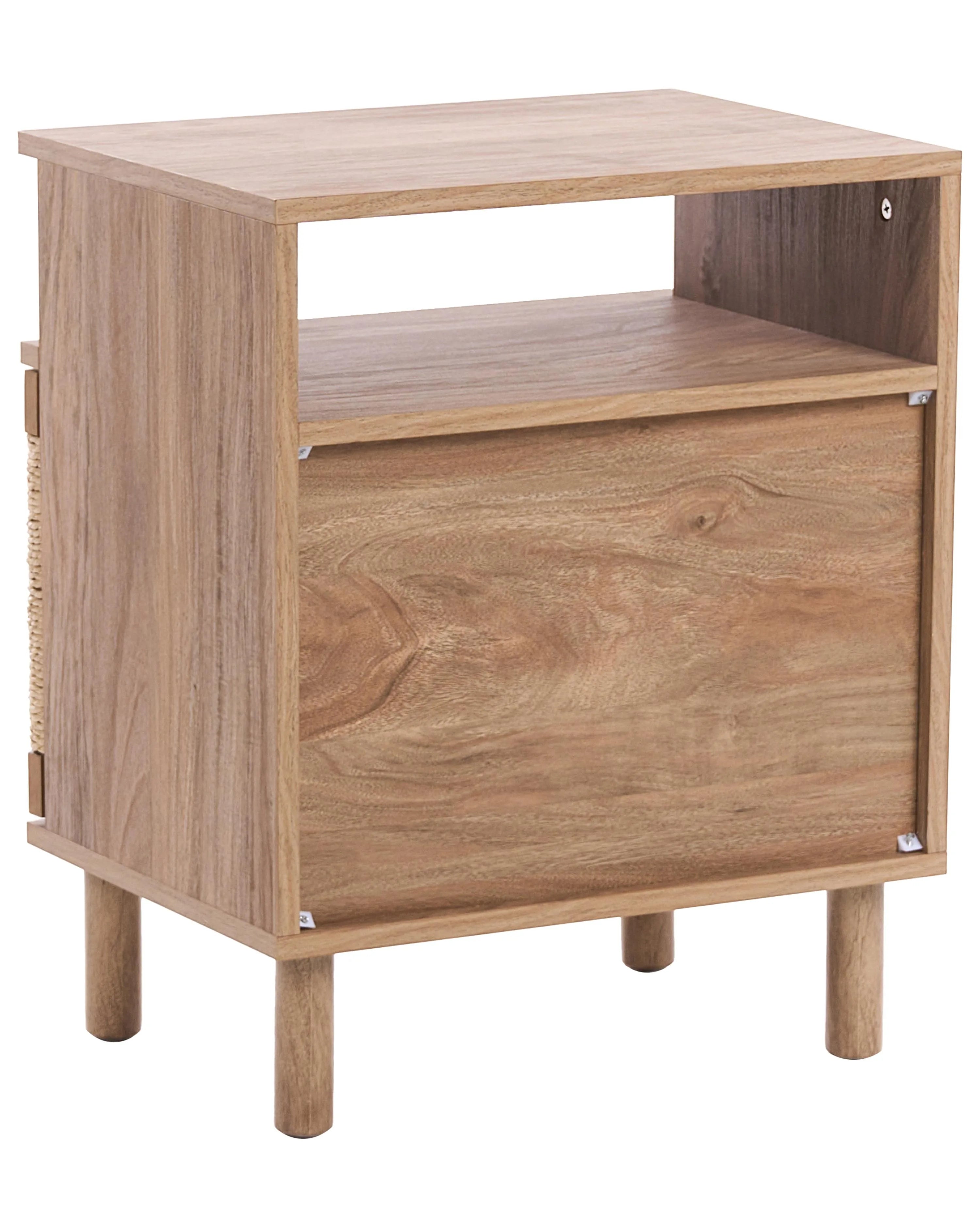 Table de chevet marron clair à ouverture par pression