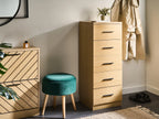 Commode à 5 tiroirs Marron clair/Noir 40 cm